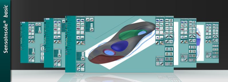 SensoInsole® panel image mehrere Screenshots von SensoInsole software für sensomotorische einlage